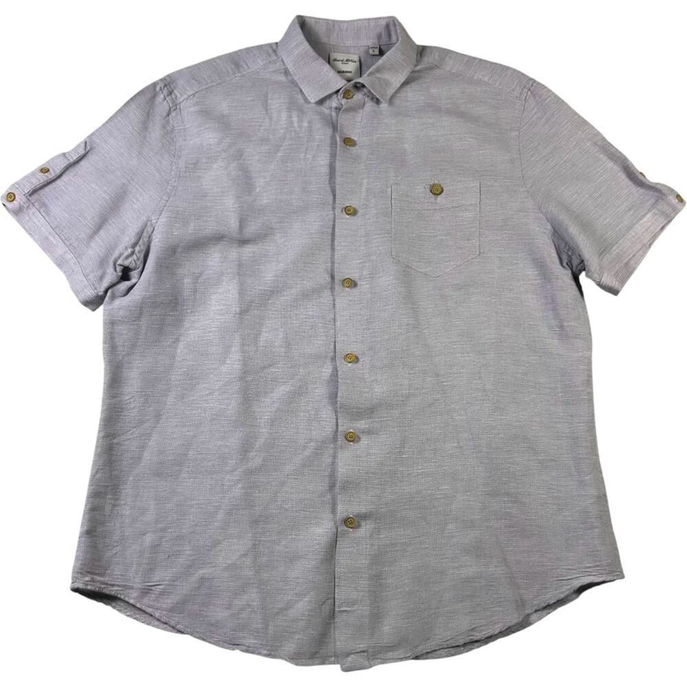 Murano Baird Mcnutt Button Up Shirt Irish Linen Cotton Blend Men's Large Gray
